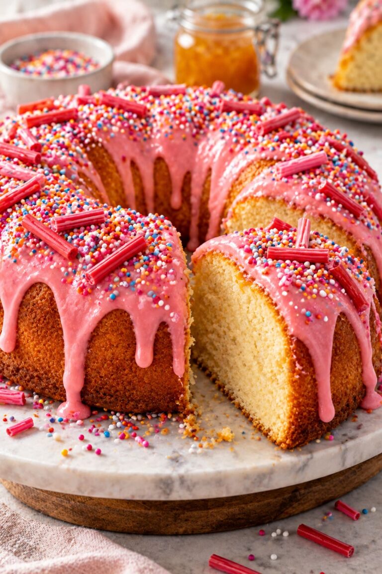 Majestic Giant Artisan Donut Cake with Velvet Vanilla Sponge Mattress, Sticky Apricot Glaze and Blistered Pink Sugar Armor Majestic Giant Artisan Donut Cake with Velvet Vanilla Sponge Mattress, Sticky Apricot Glaze and Blistered Pink Sugar Armor